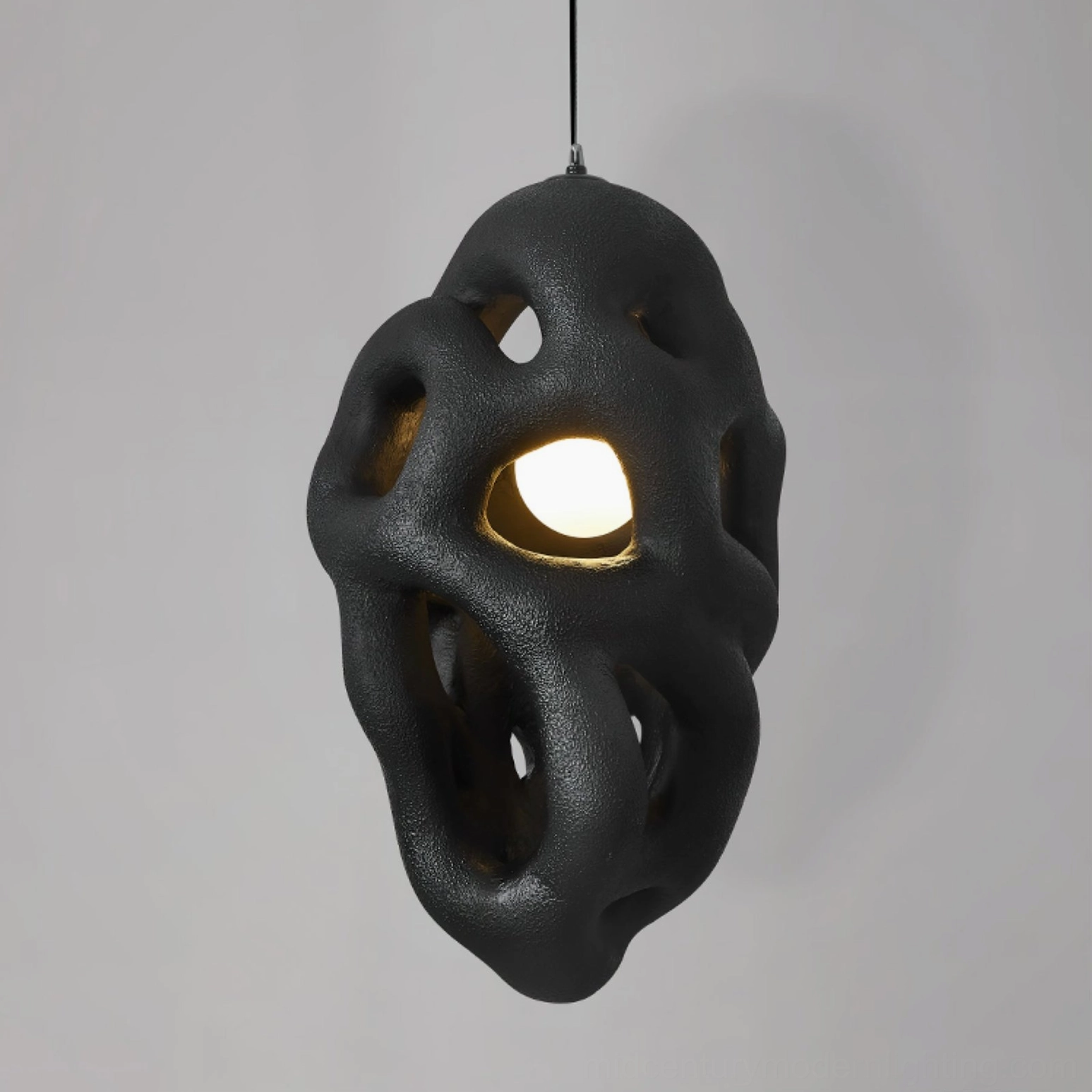 Organic nest pendant lamp full view, sculptural form with organic irregular shape and matte surface
