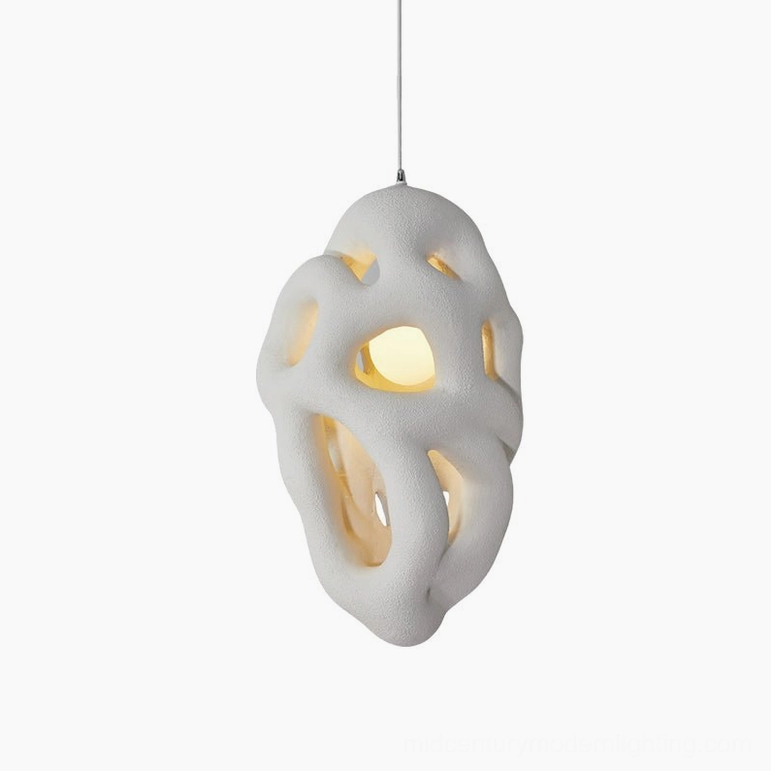 White organic nest pendant lamp, classic finish variant, minimalist sculptural pendant lighting