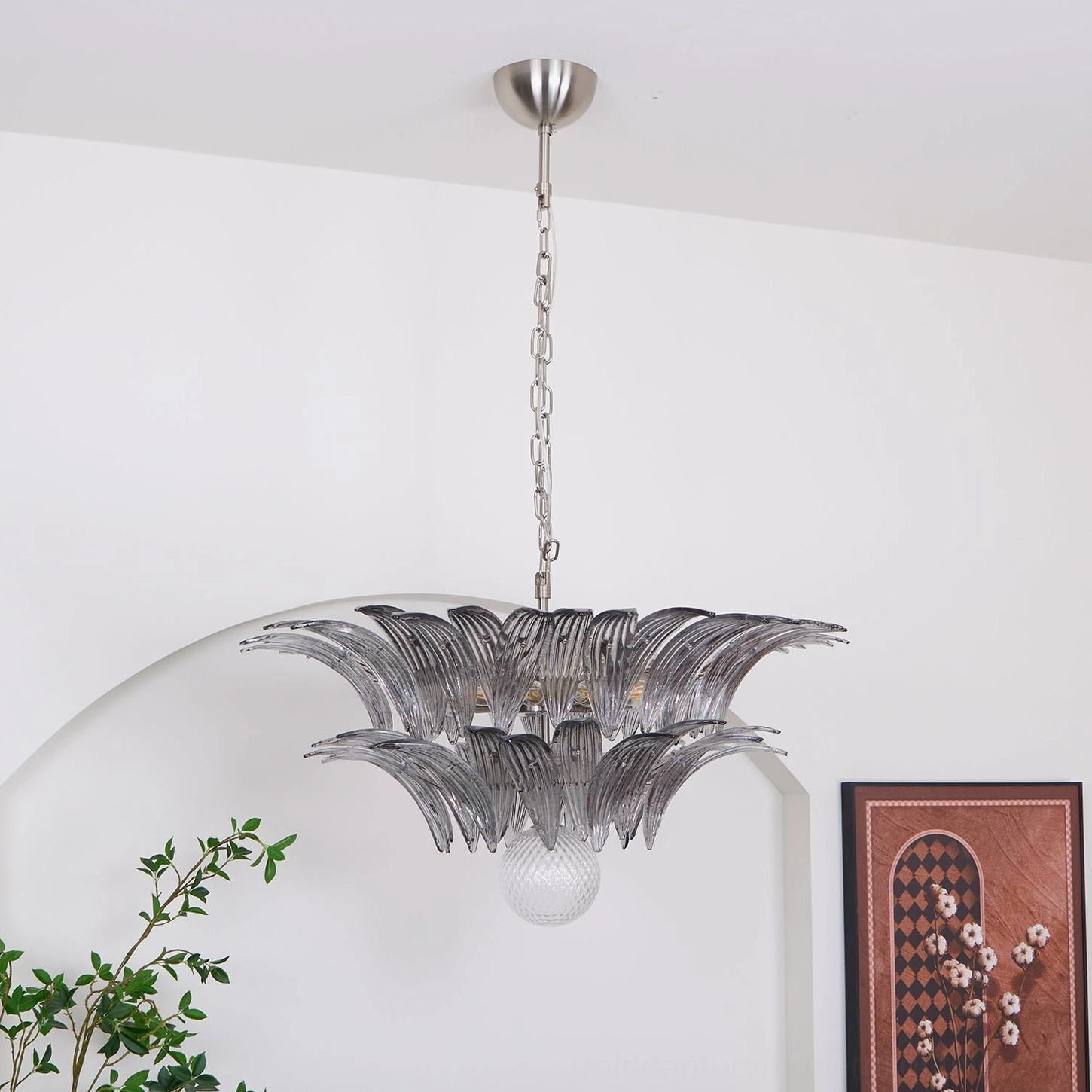 Palazzo Ball Chandelier illuminated view showing warm ambient lighting from multiple E14 bulb configuration
