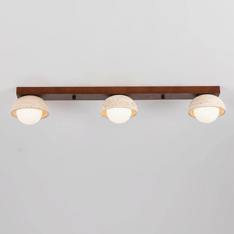 Palermo 3-head ceiling light walnut and beige finish, mid-century modern pendant fixture