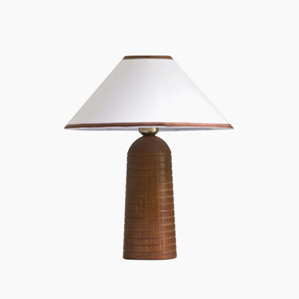 Brown finish Palisades mid-century modern table lamp complete product view