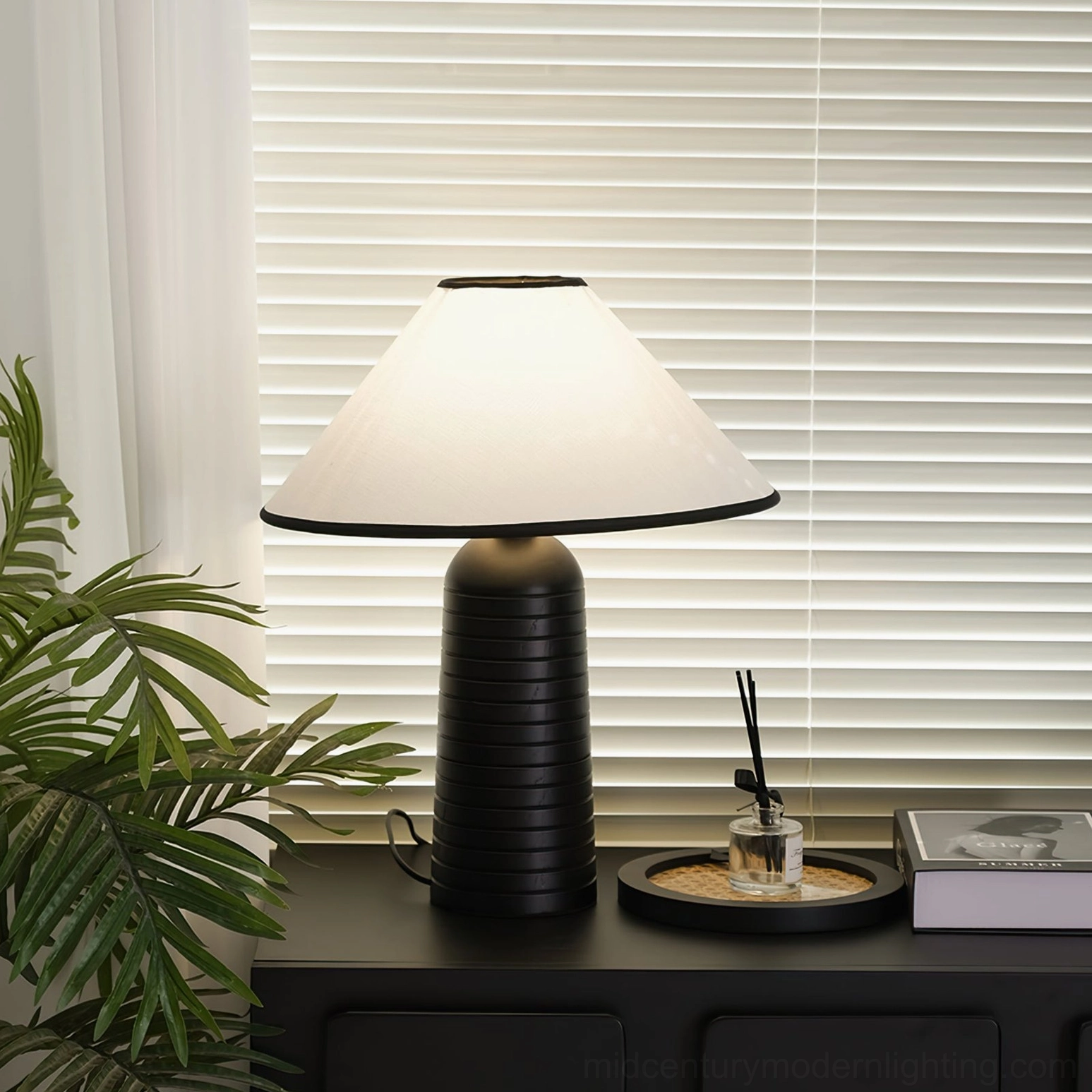 Palisades mid-century modern lamp shade and base assembled design view