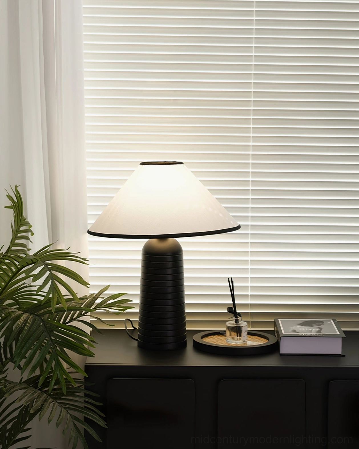 Palisades table lamp product photography neutral background complete piece