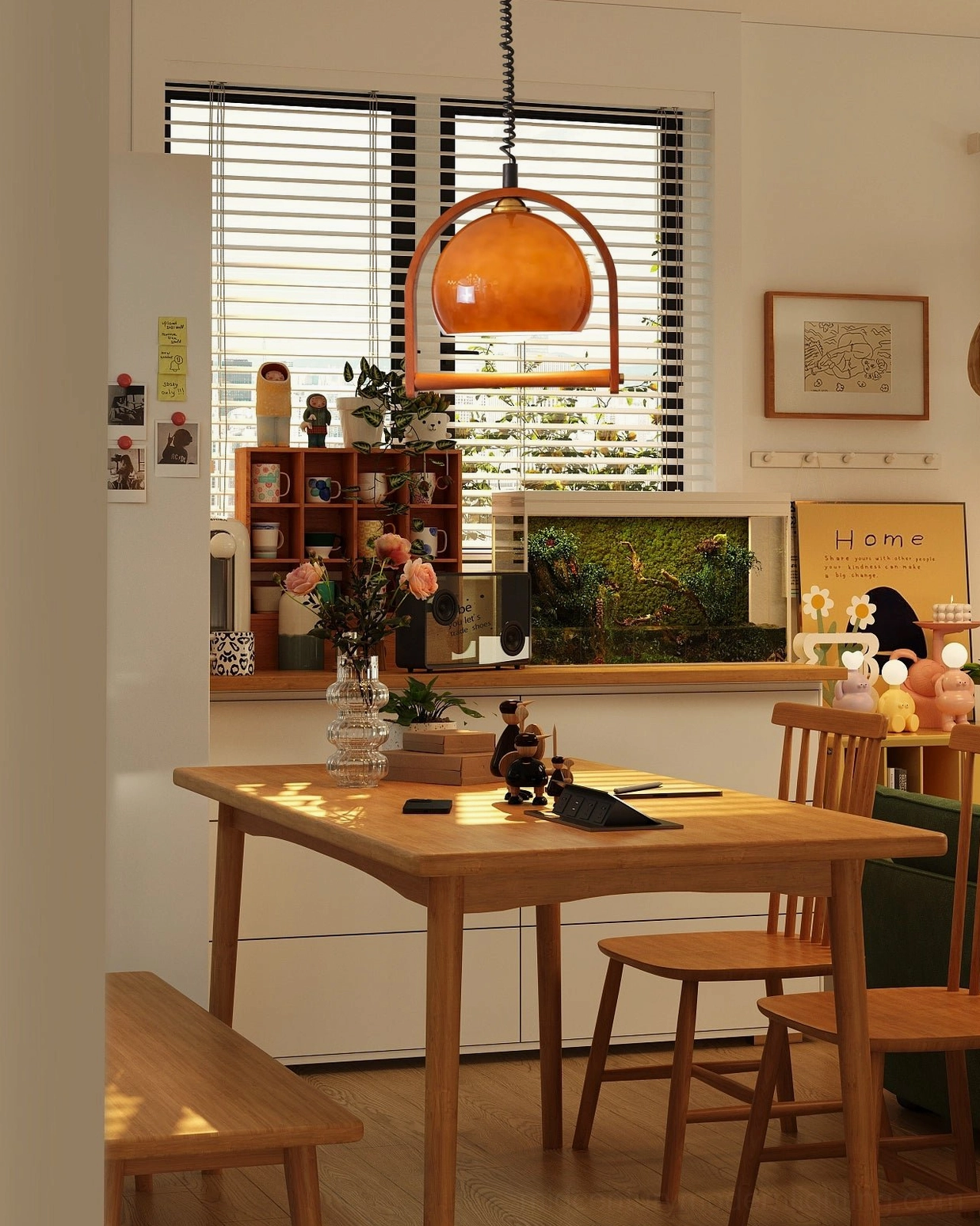 Pallade coffee walnut pendant lamp multiple viewing angles showcasing frame and glass construction