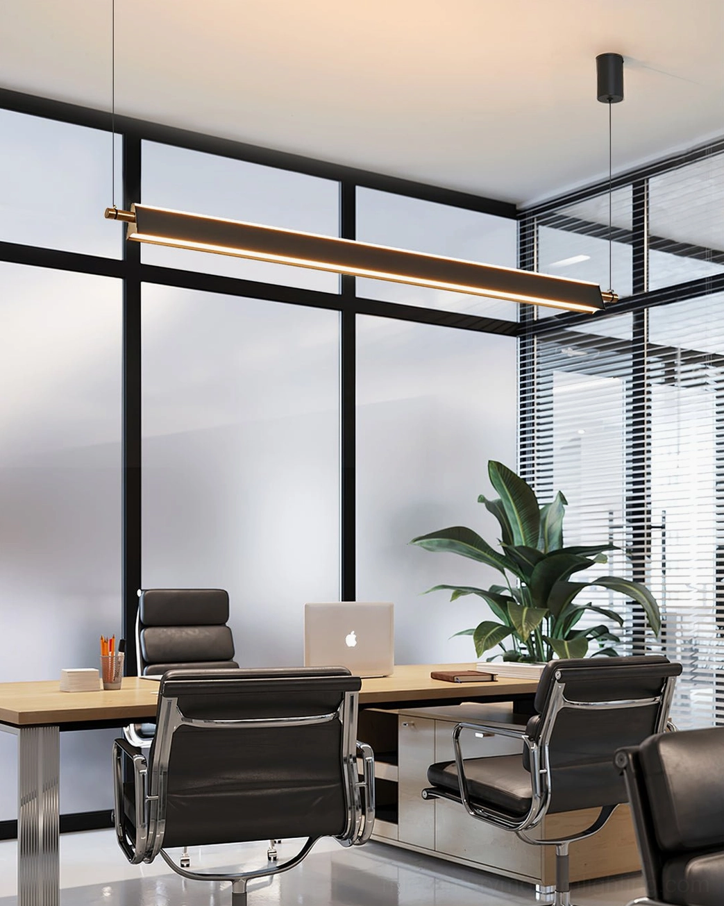 Pavilion linear chandelier 120cm model in grey finish - mid-century modern dining light