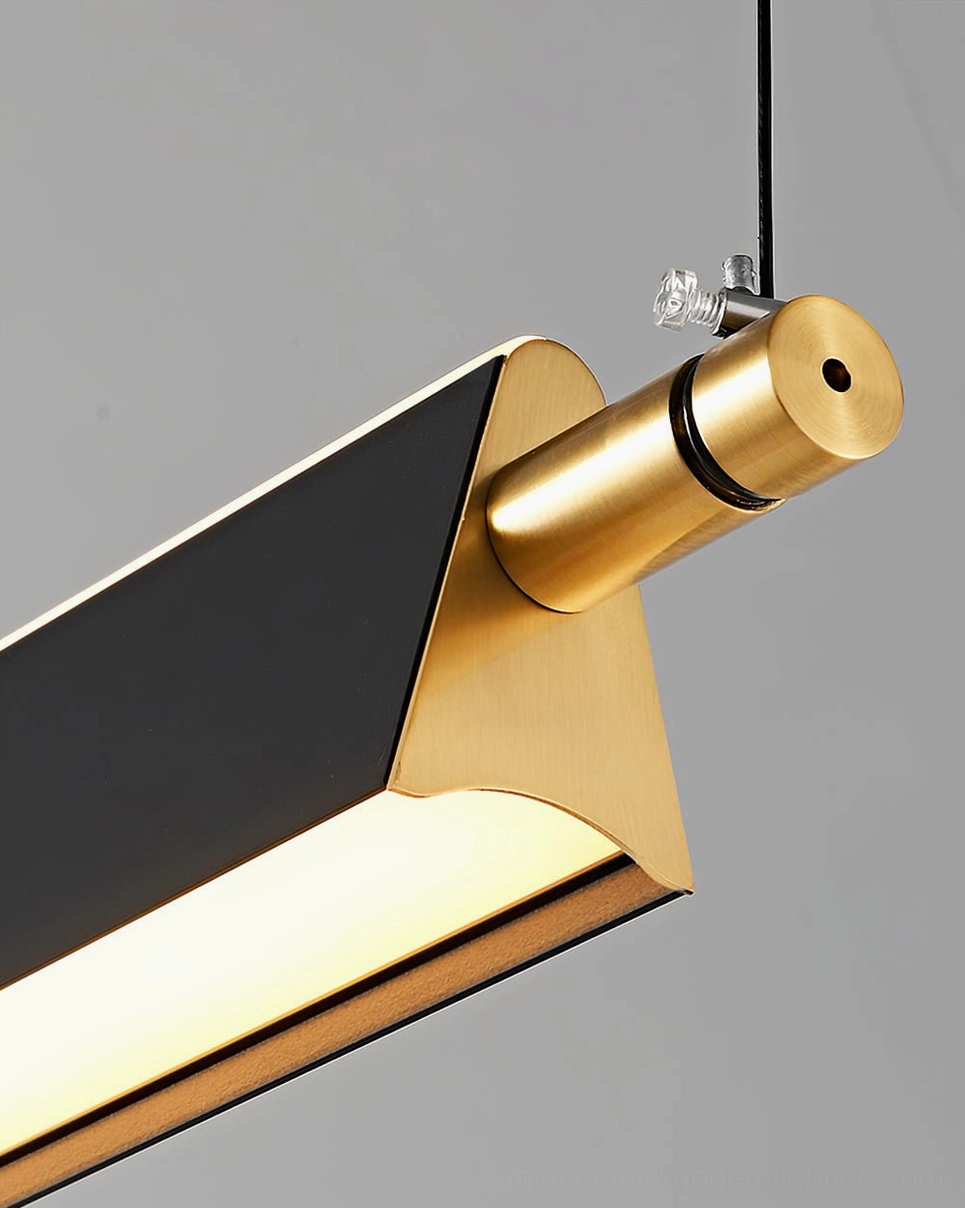 90cm compact Pavilion linear chandelier in matte black - small space modern dining light fixture