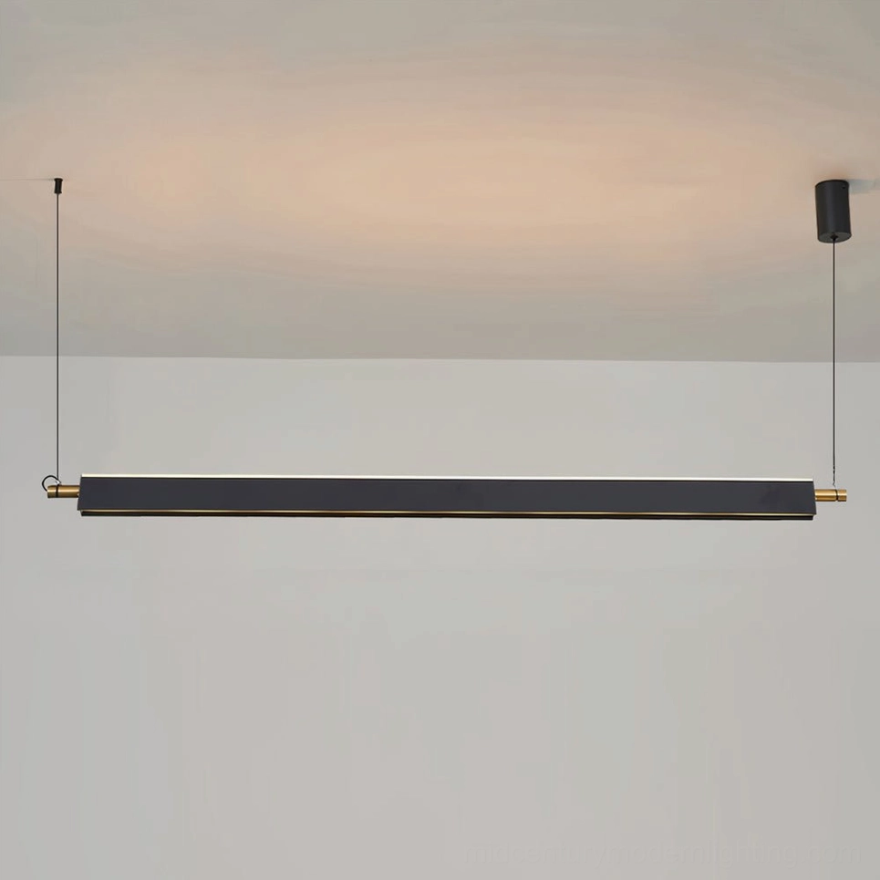 Black and grey Pavilion linear chandeliers side-by-side comparison - modern LED lighting finishes