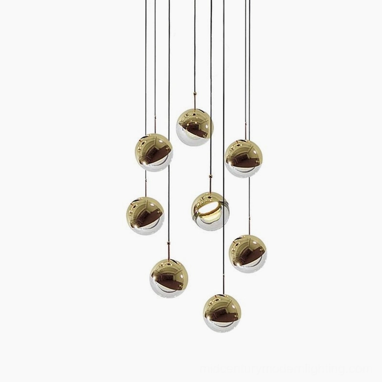 Spherical pendant chandelier multi-head modern dining room interior light fixture installation