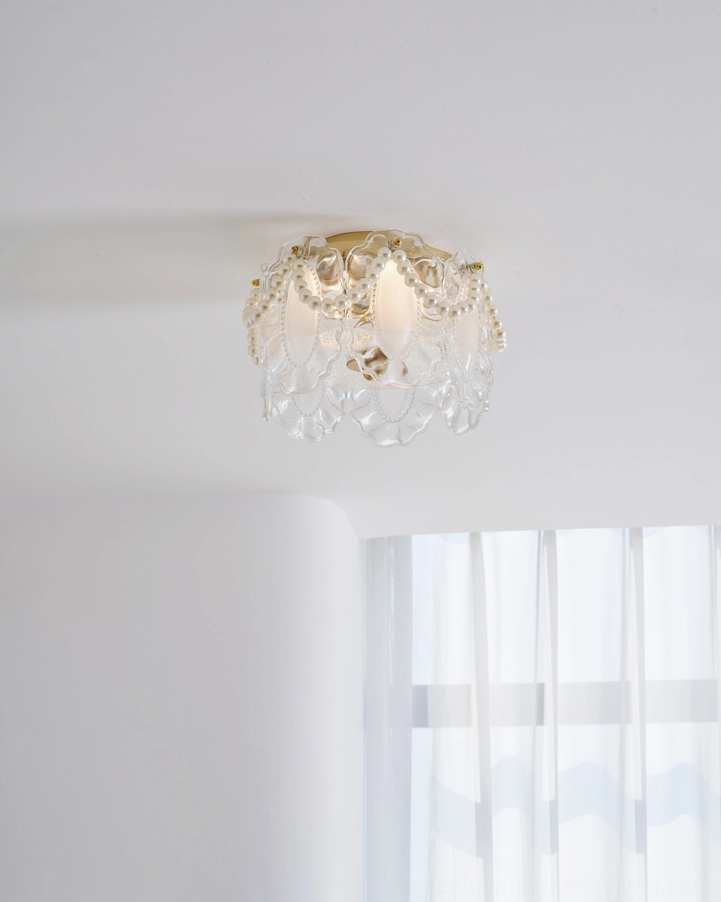 Petal Pearl sculptural ceiling fixture showcasing contemporary glass art design
