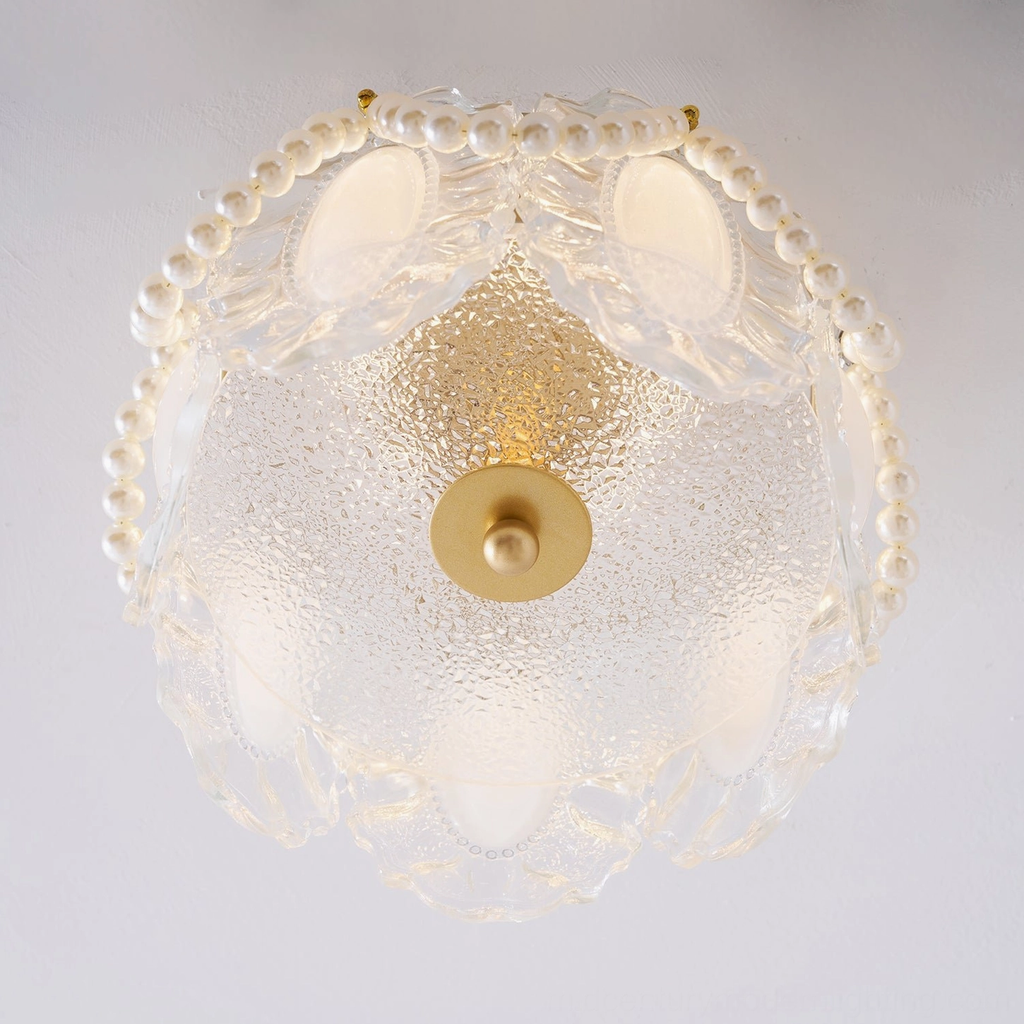Petal Pearl flush mount fixture with integrated LED warm light performance