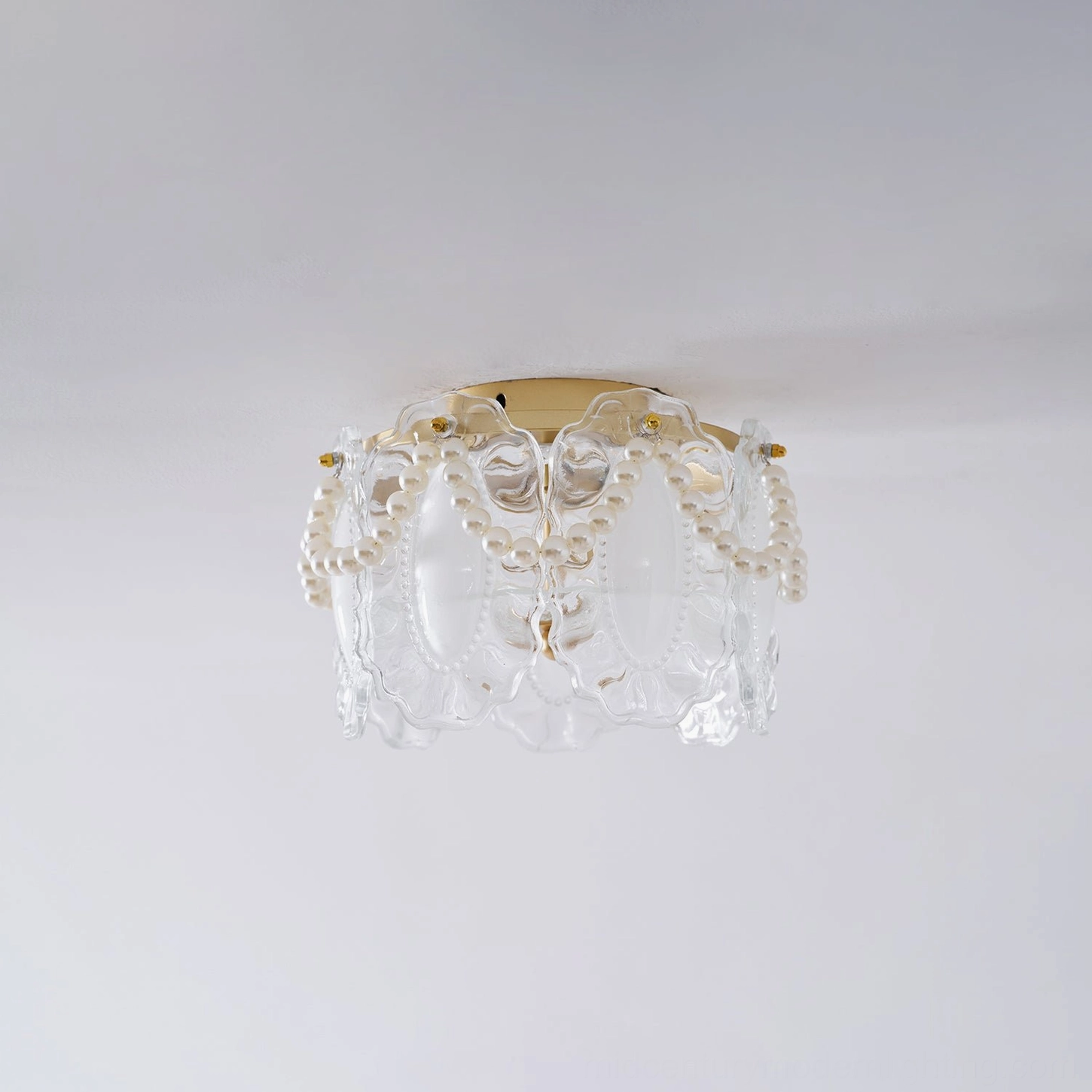 Petal Pearl decorative ceiling fixture showing pearl and glass detail work