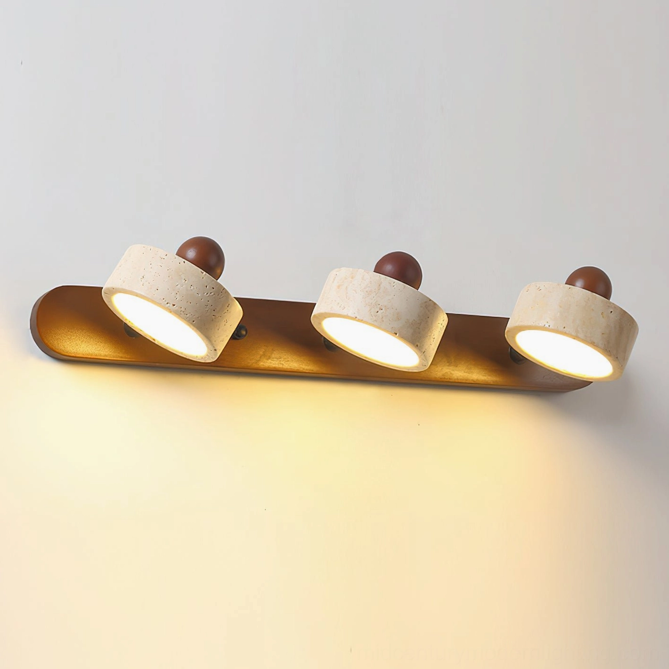 Piero travertine wall lamp room ambiance demonstration warm natural light casting