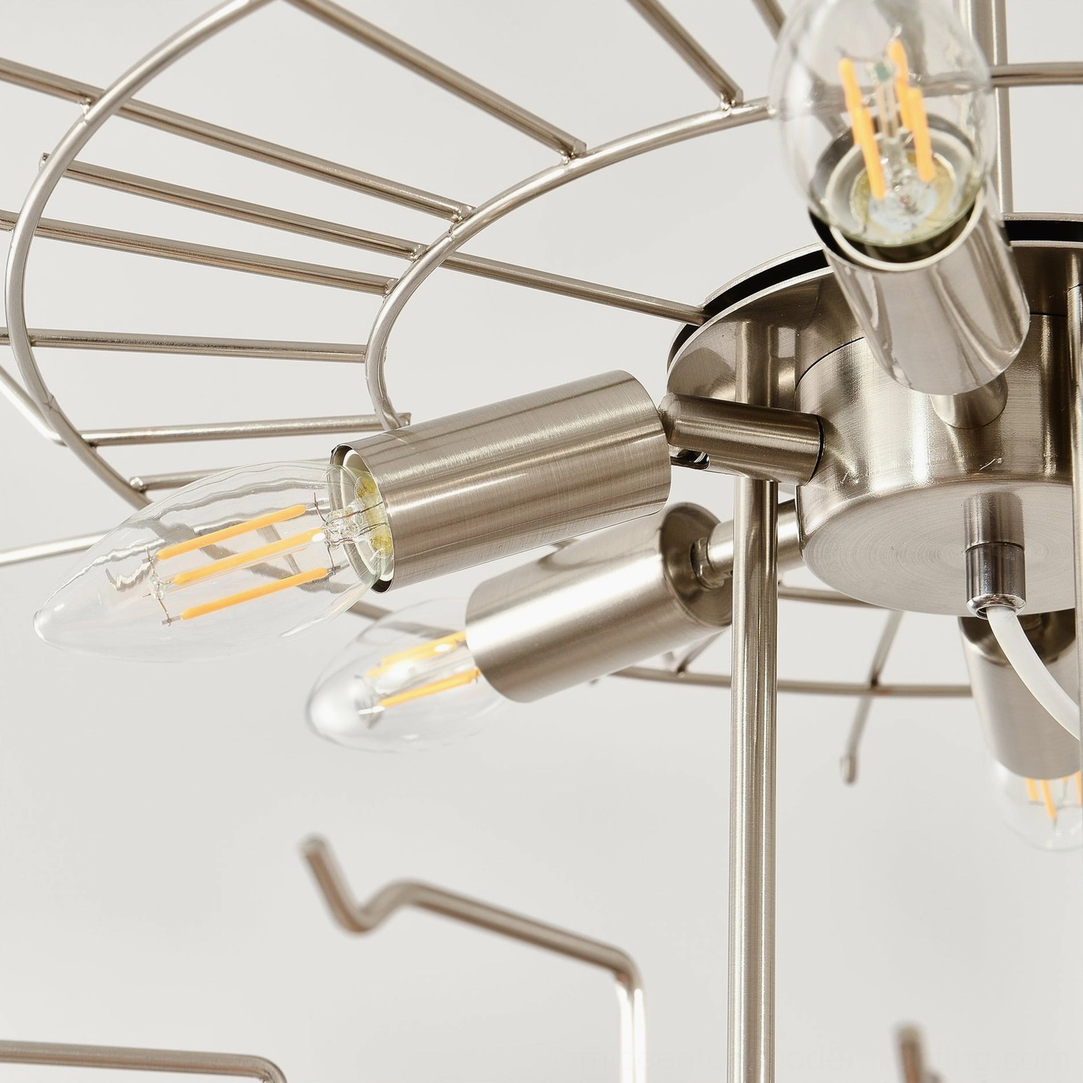 Pink Murano tube chandelier from below showing graduated glass tube sizes and light diffusion pattern