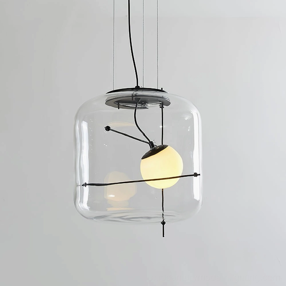 Plot clear glass pendant lamp in compact size for accent lighting and entryway applications