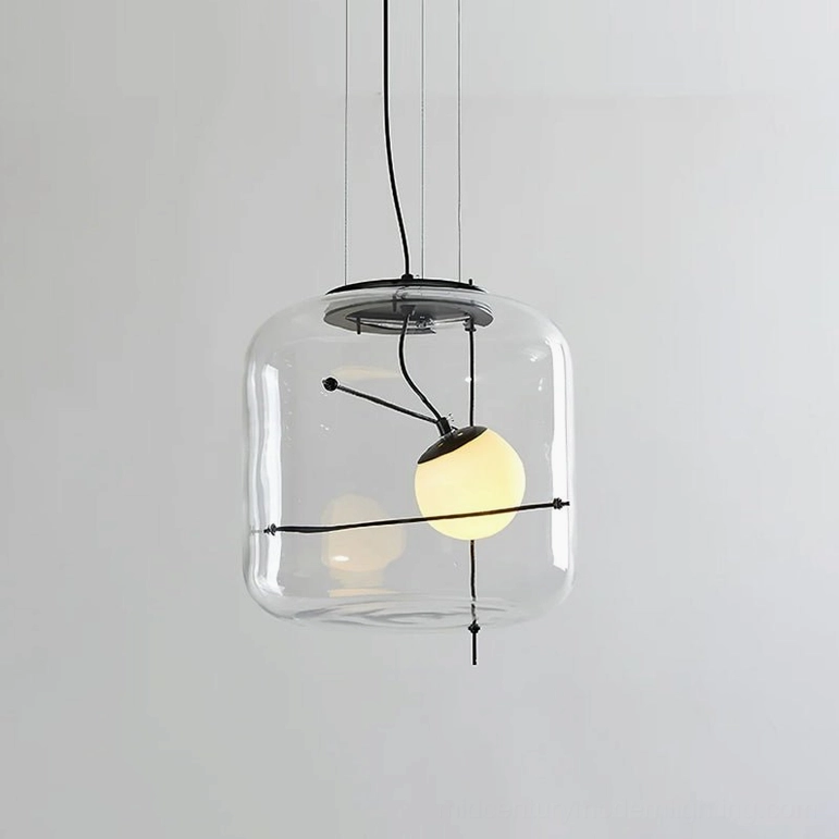 Plot clear glass pendant lamp with dual G9 bulb configuration for customizable brightness