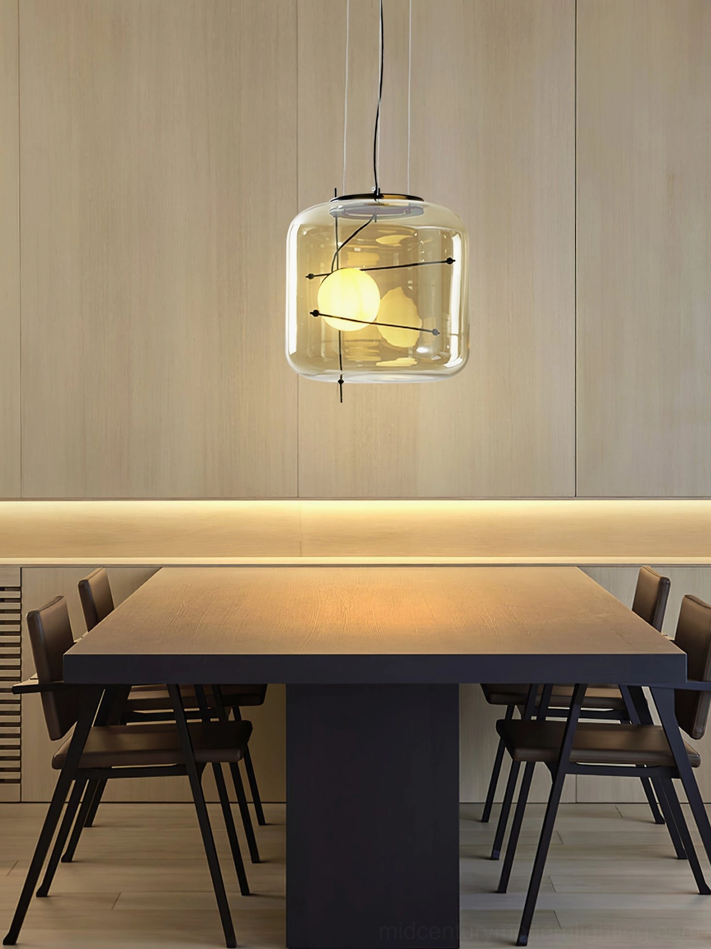 Plot glass pendant light fixture showing premium material construction and finish details