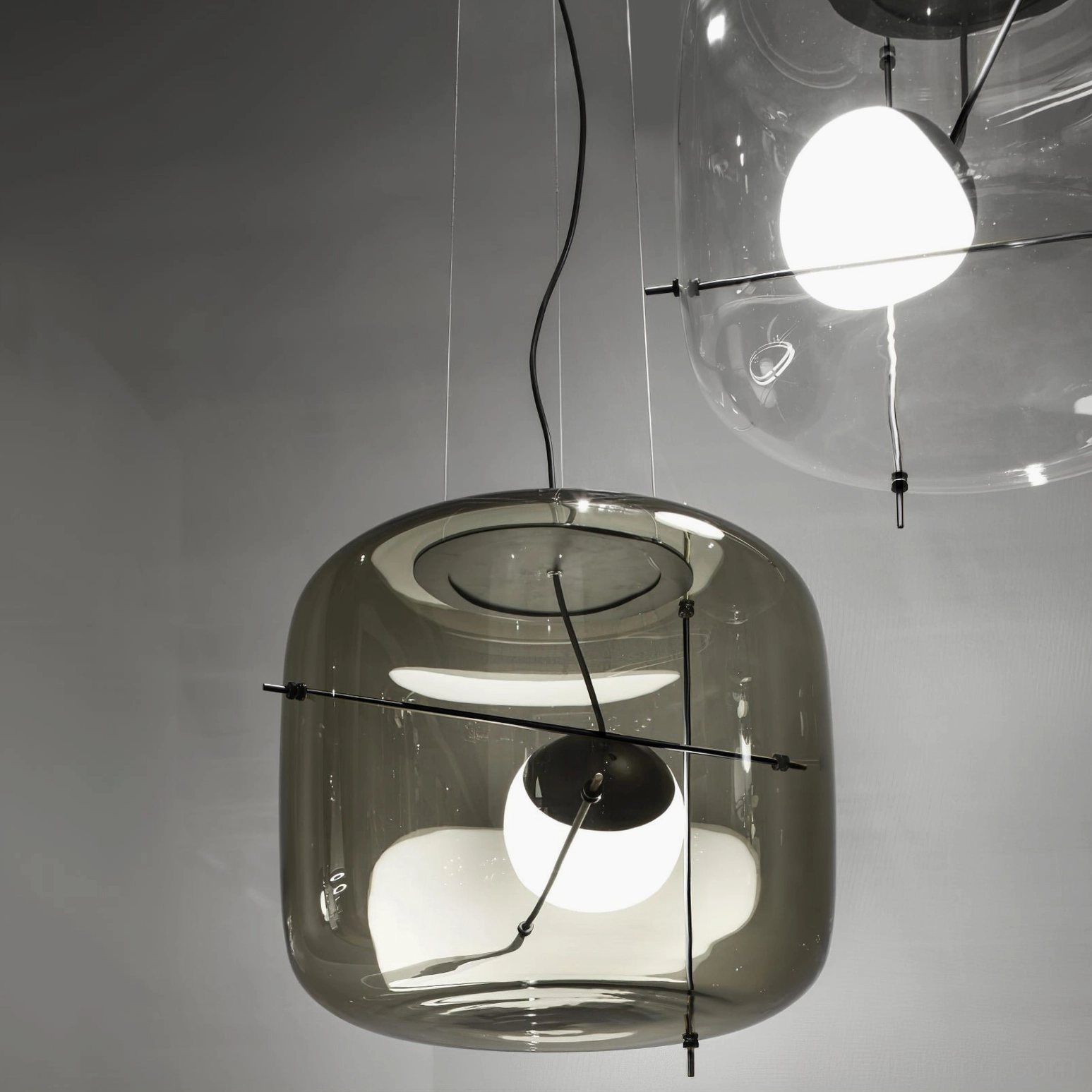 Modern Plot pendant lamp suspended from ceiling with 150cm cable in Scandinavian interior