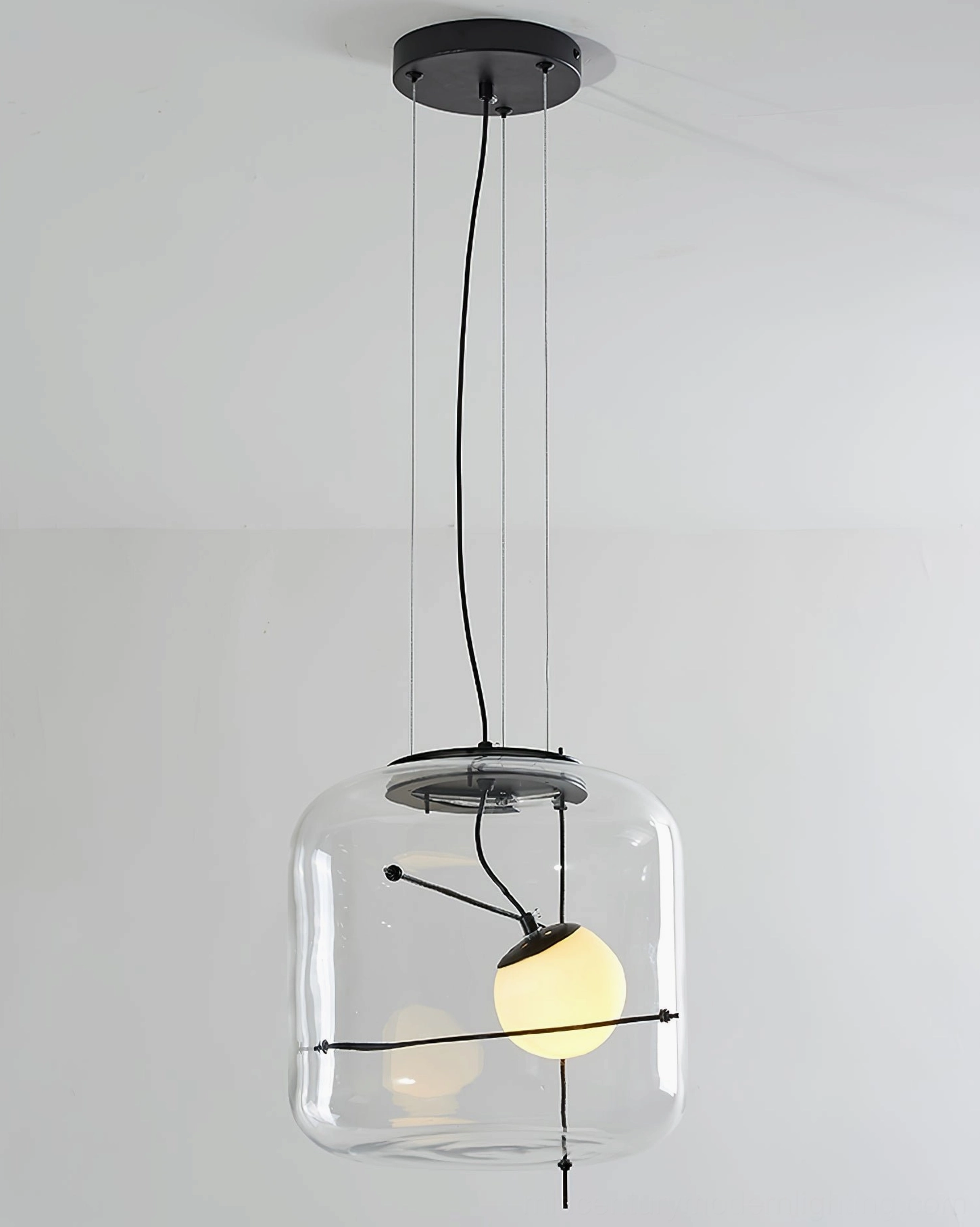Plot pendant lamp available sizes comparison in mid-century modern interior context