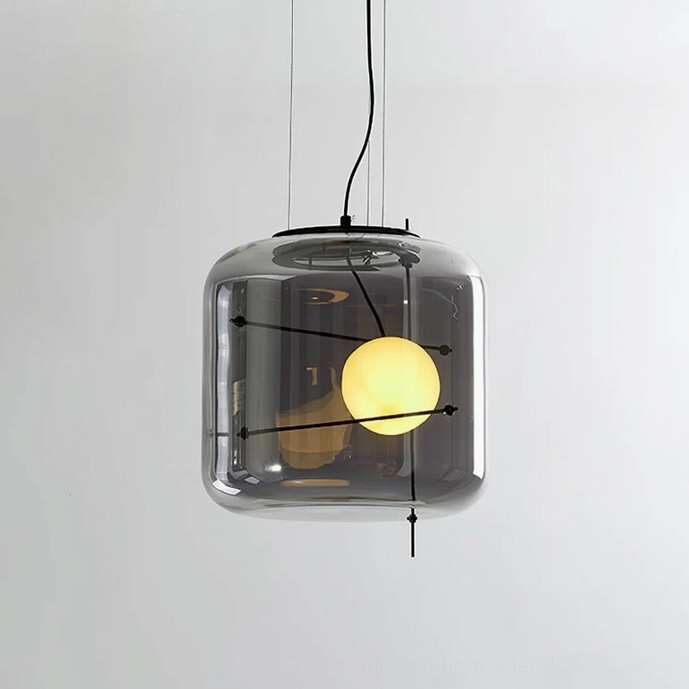 Plot smoke grey pendant lamp in compact size showcasing contemporary minimalist design