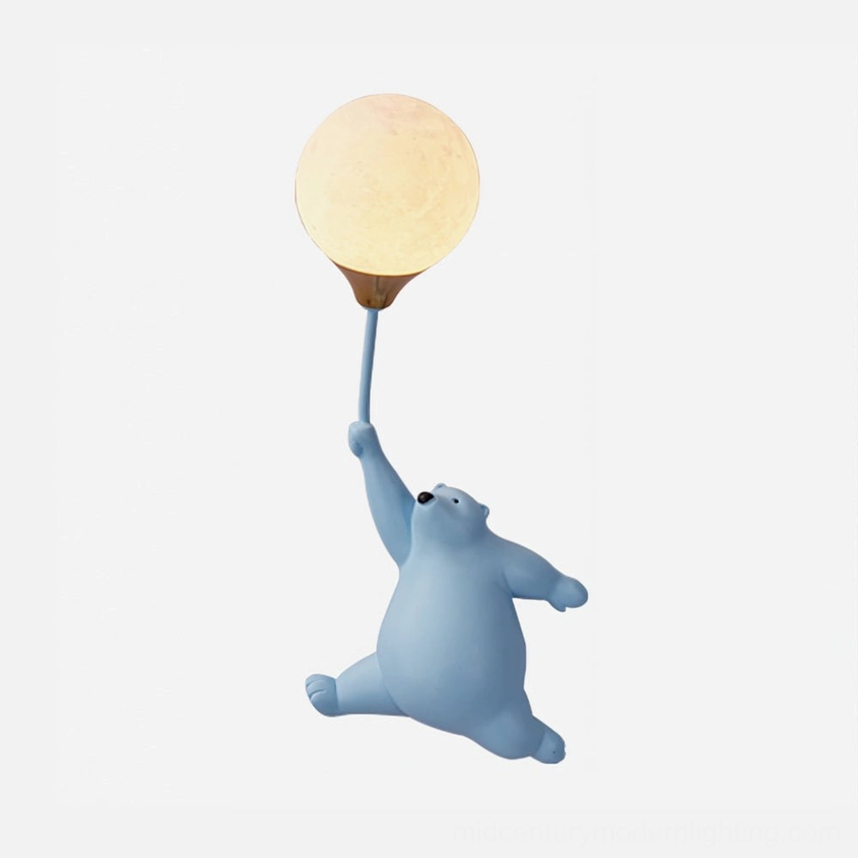 White polar bear balloon sconce providing warm light - minimalist modern wall-mounted lamp design