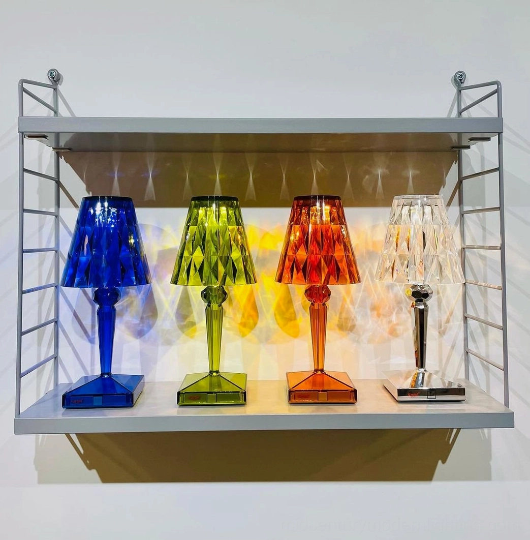 Crystal table lamp battery-powered portable design for bedroom nightstand