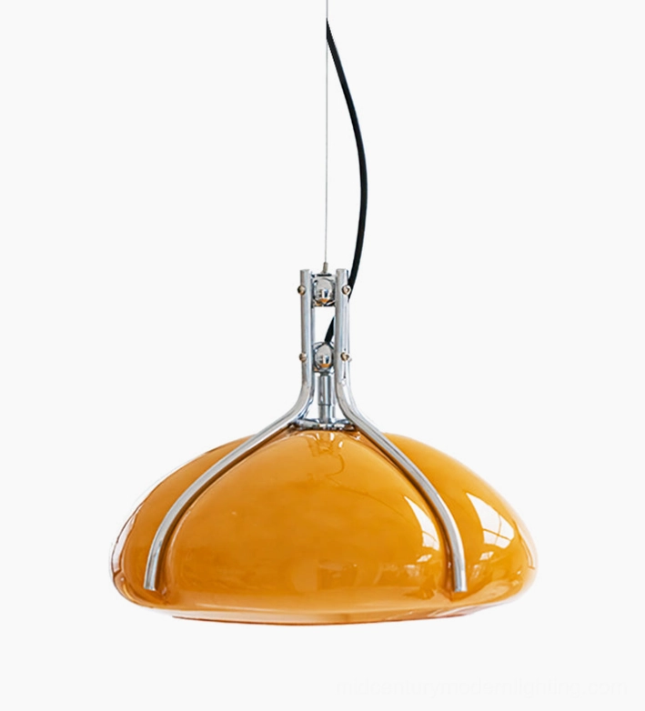 Quadrifoglio pendant lamp orange and chrome variant detailed product view