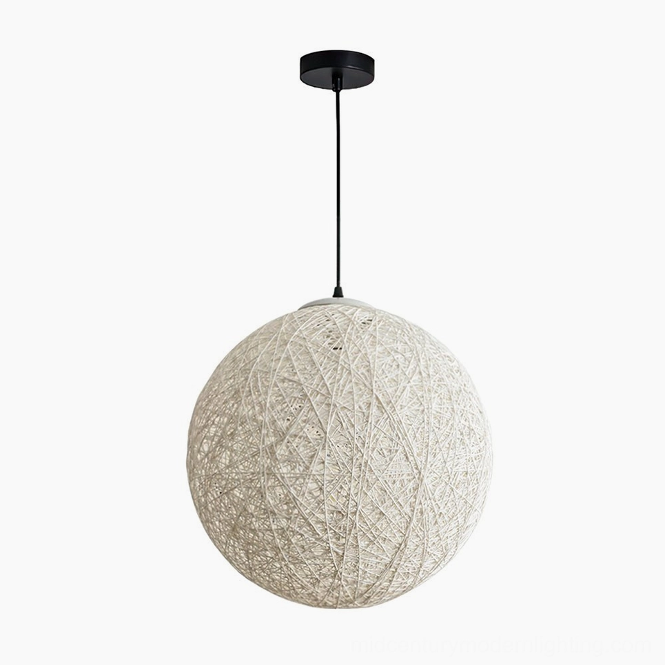 Large handwoven rattan globe pendant lamp 60cm statement fixture natural white