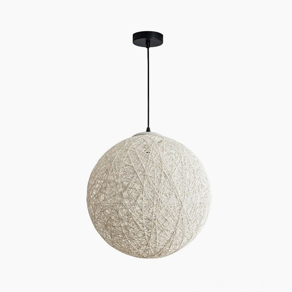Rattan globe pendant lamp medium size 50cm woven natural finish