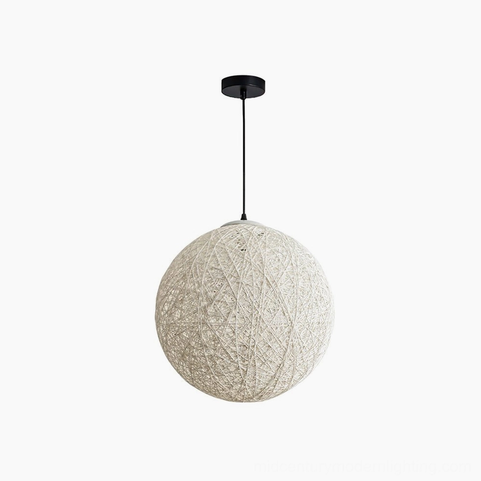 Handwoven rattan globe pendant lamp small size 40cm natural white aesthetic