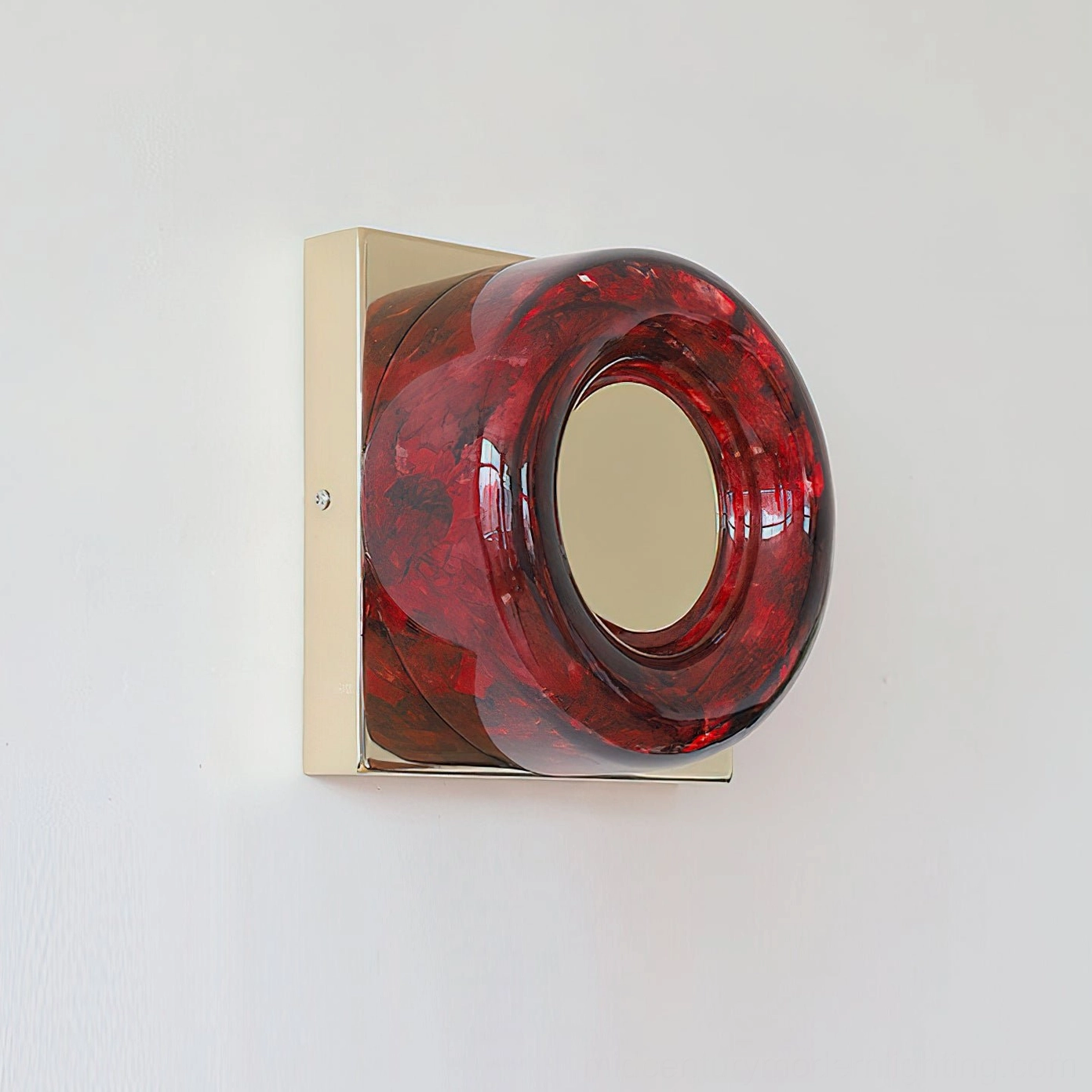 Red circular wall sconce design heritage mid-century modern silhouette