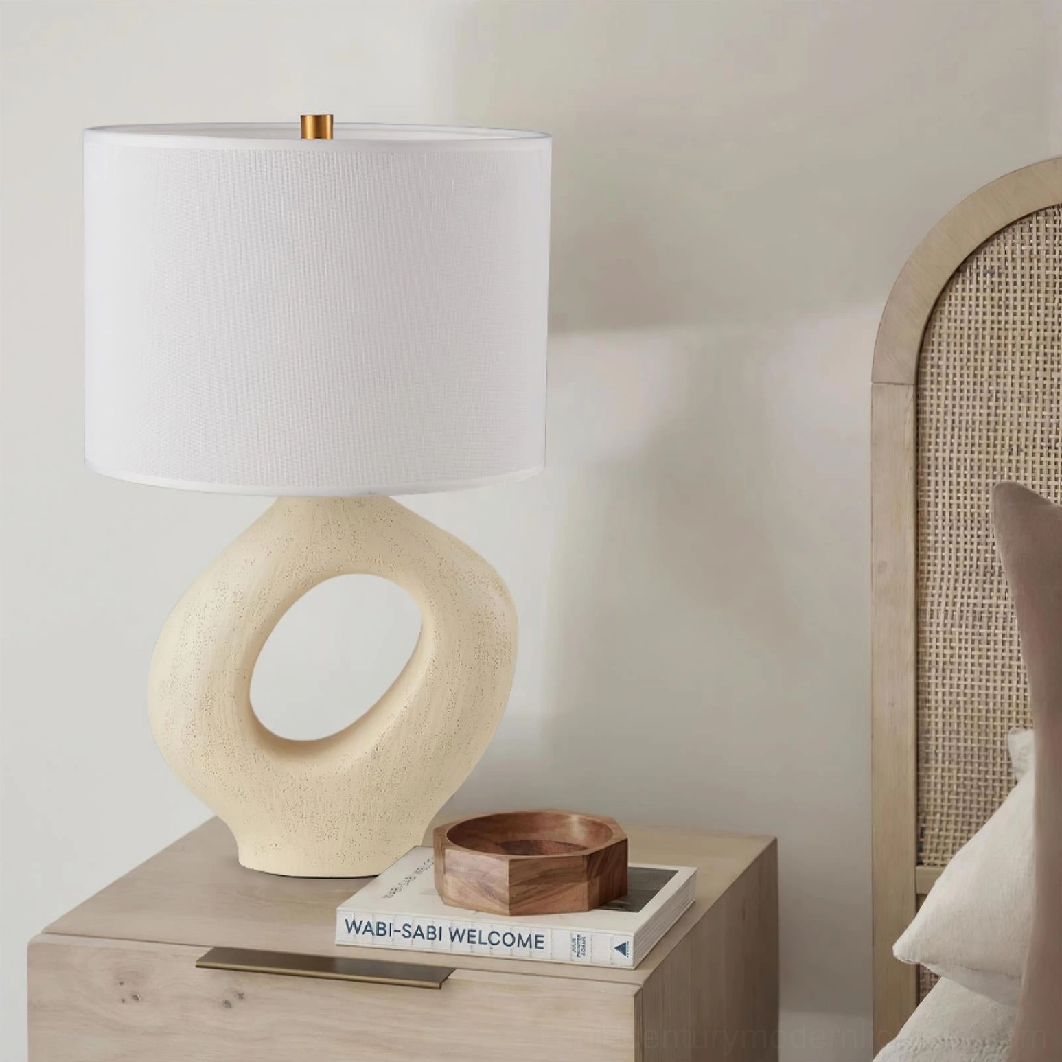 Handcrafted resin table lamp base showing authentic cutout texture and sculptural dimensionality detail