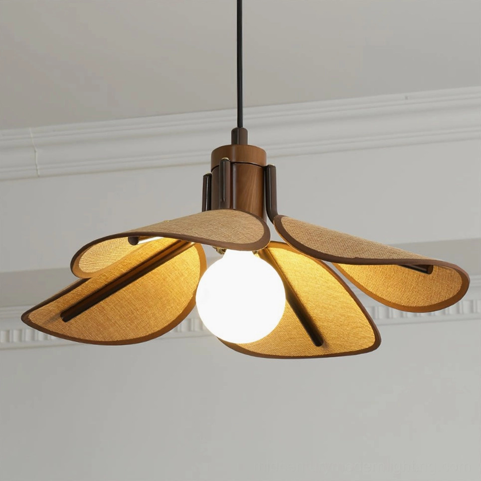 Riankh pendant light mid-century modern aesthetic with exposed bulb design evoking vintage 1950s lighting heritage