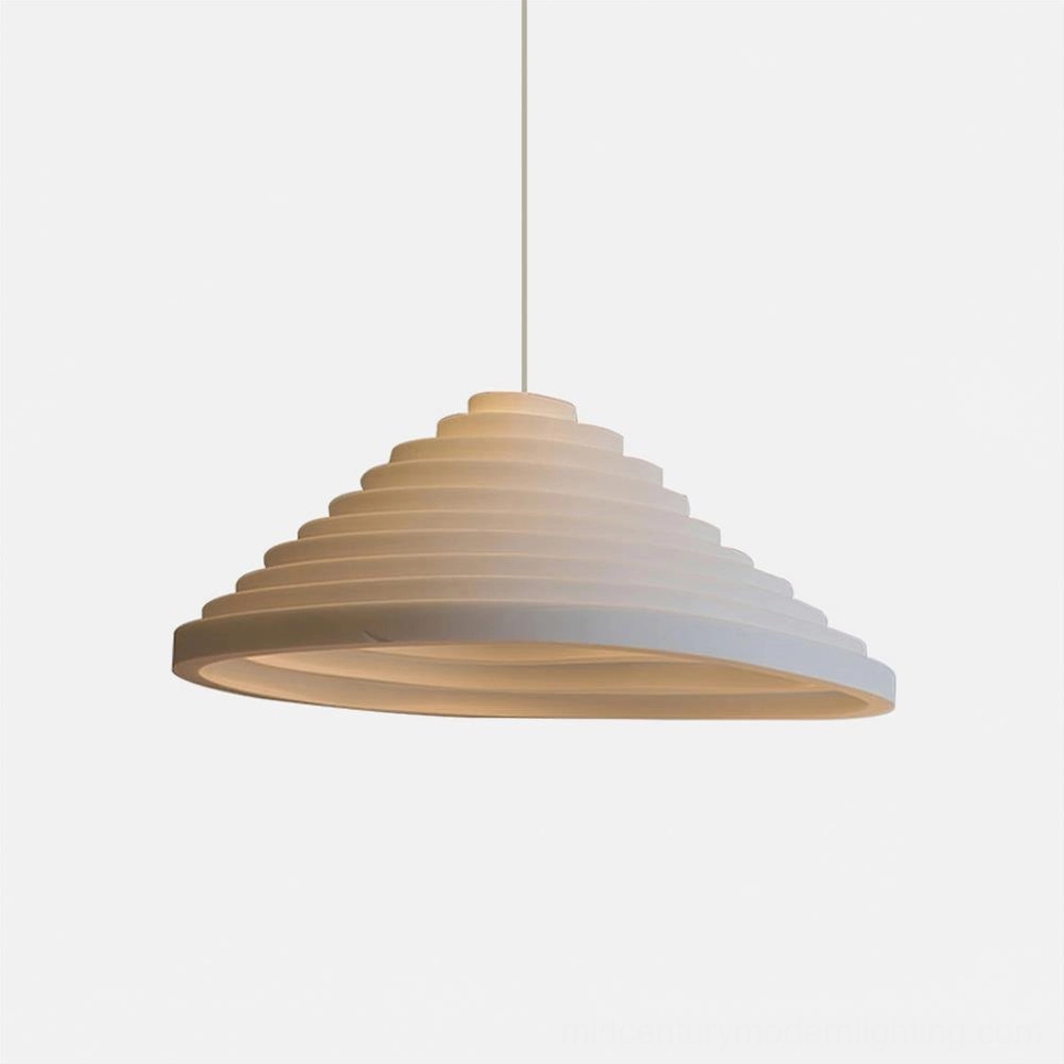 Rice Field Acoustic Tapered Pendant Lamp collection - modern white ribbed sound-dampening pendant light design showcase