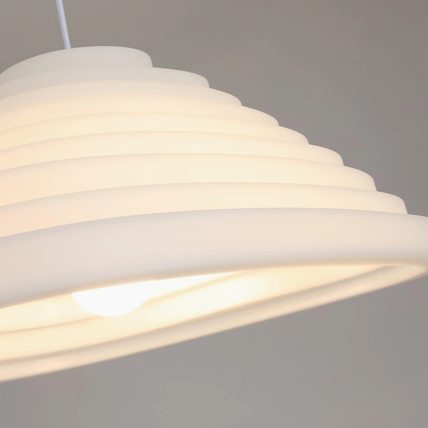 Rice Field Acoustic Tapered Pendant - white ribbed sculptural form demonstrating layered terrace-inspired geometry