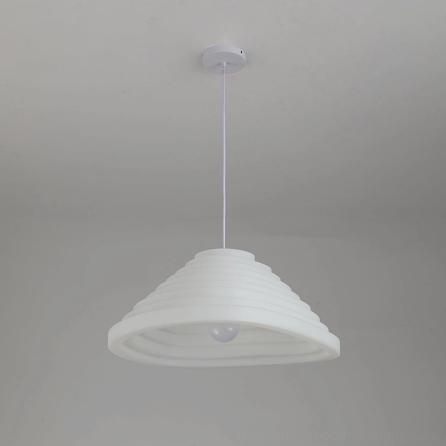 Large linear Rice Field Acoustic Tapered Pendant - 47.2″ × 23.6″ × 10.6″ white ribbed pendant for dining tables and islands