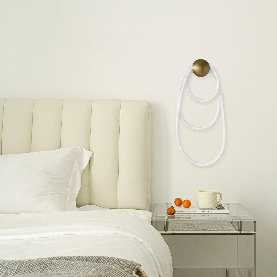 Rigel mid-century modern wall light fixture with organic rope texture and contemporary LED