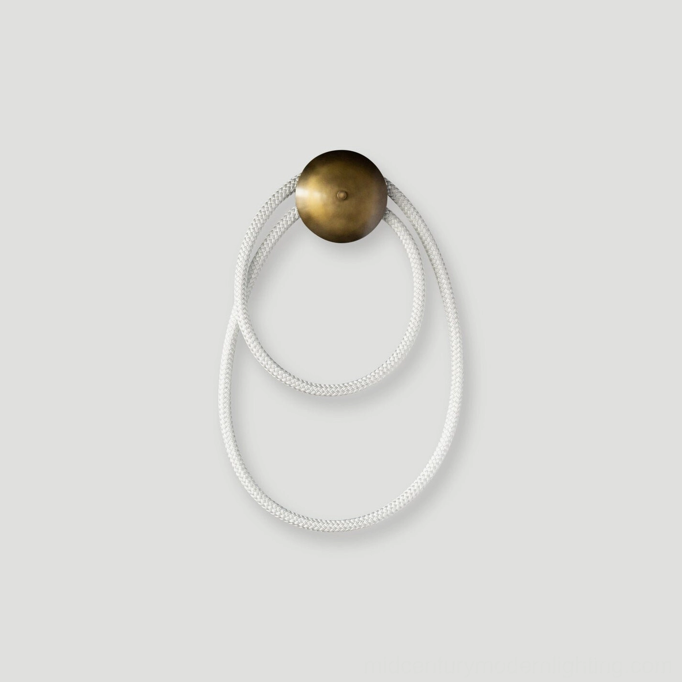 Rigel sculptural wall lamp model overview with rope coil design and brass mounting plate