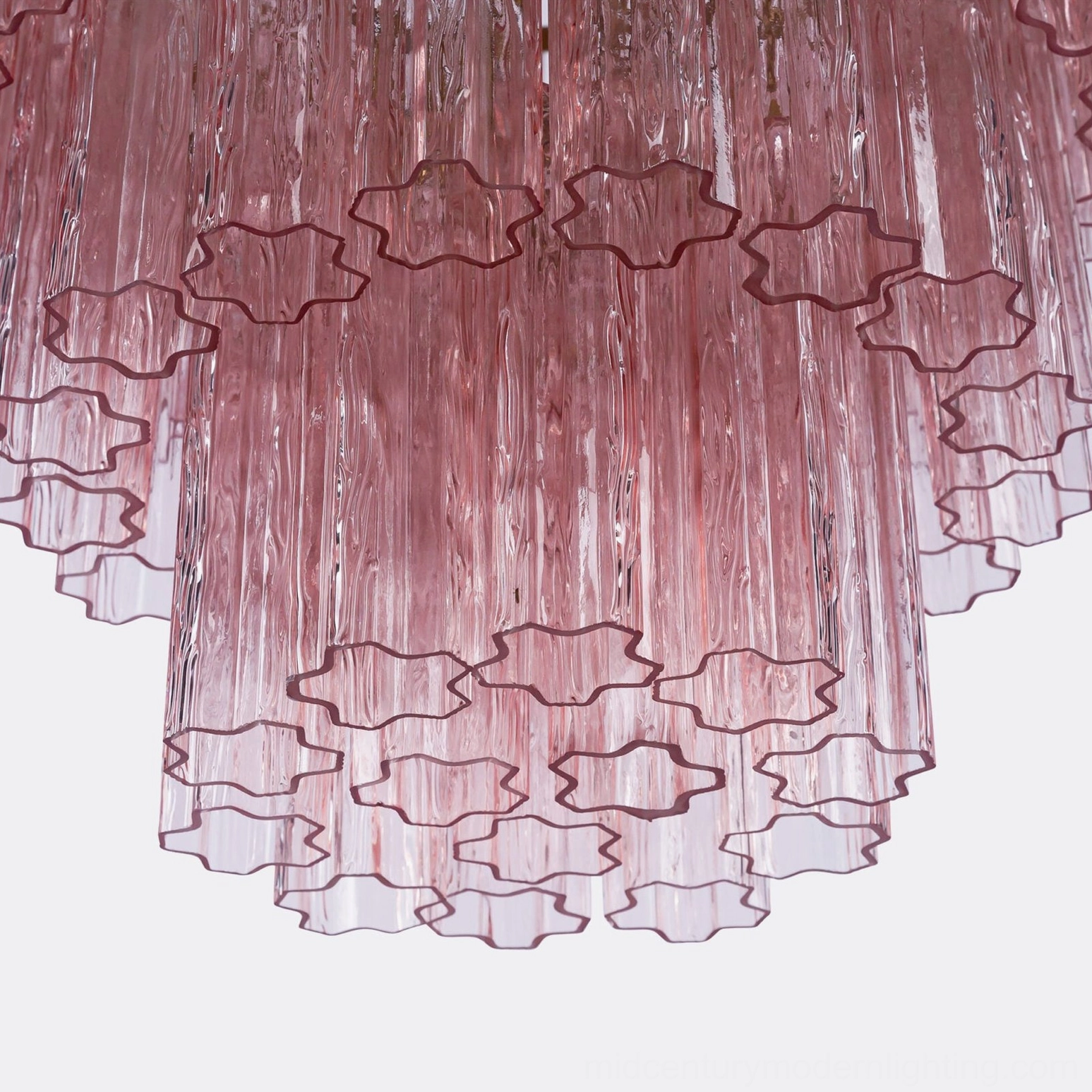 Rina Firenze chandelier with polished metal finish and layered glass tier composition