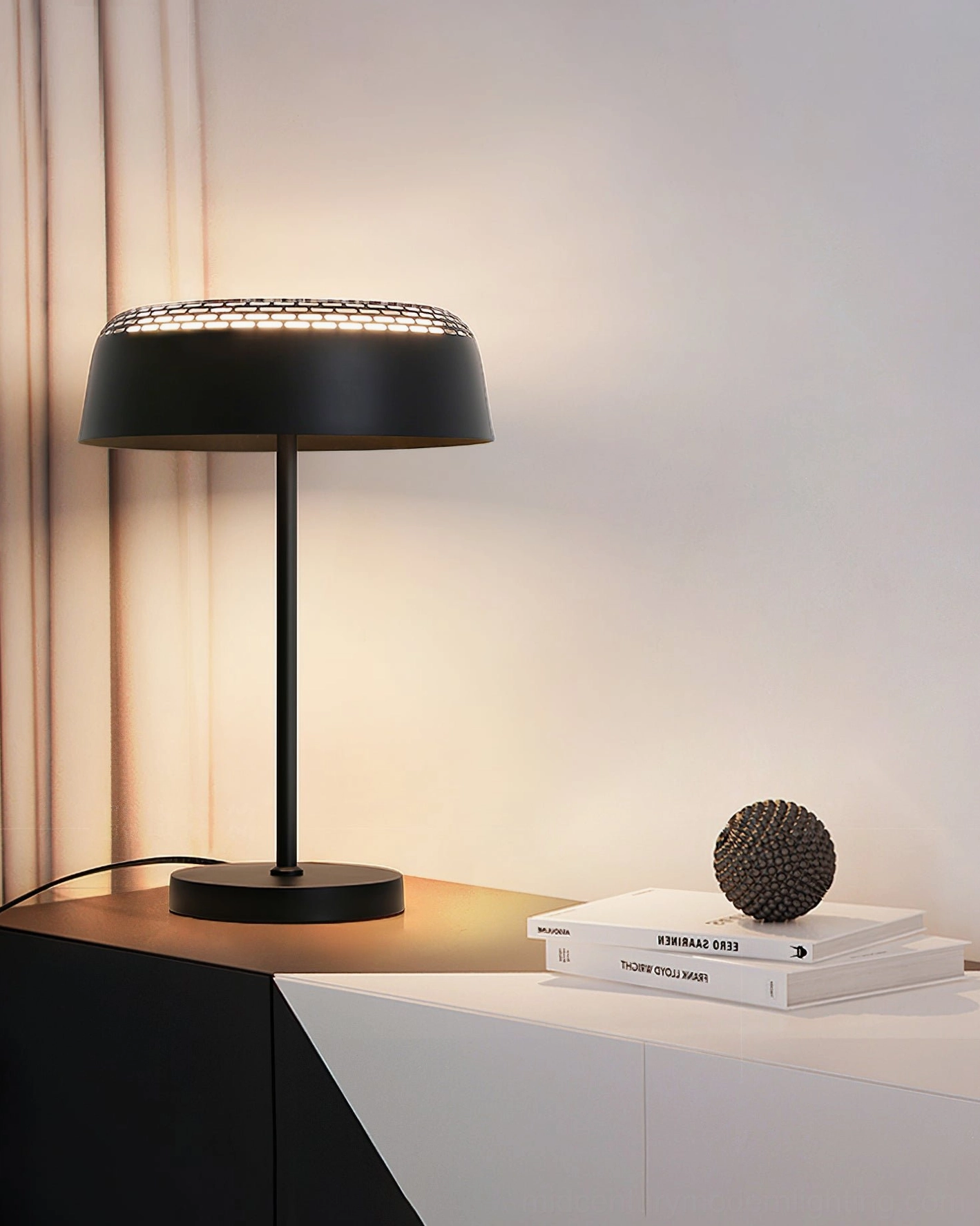 Ring T1 contemporary desk lamp with warm white LED integrated lighting, minimalist aesthetic