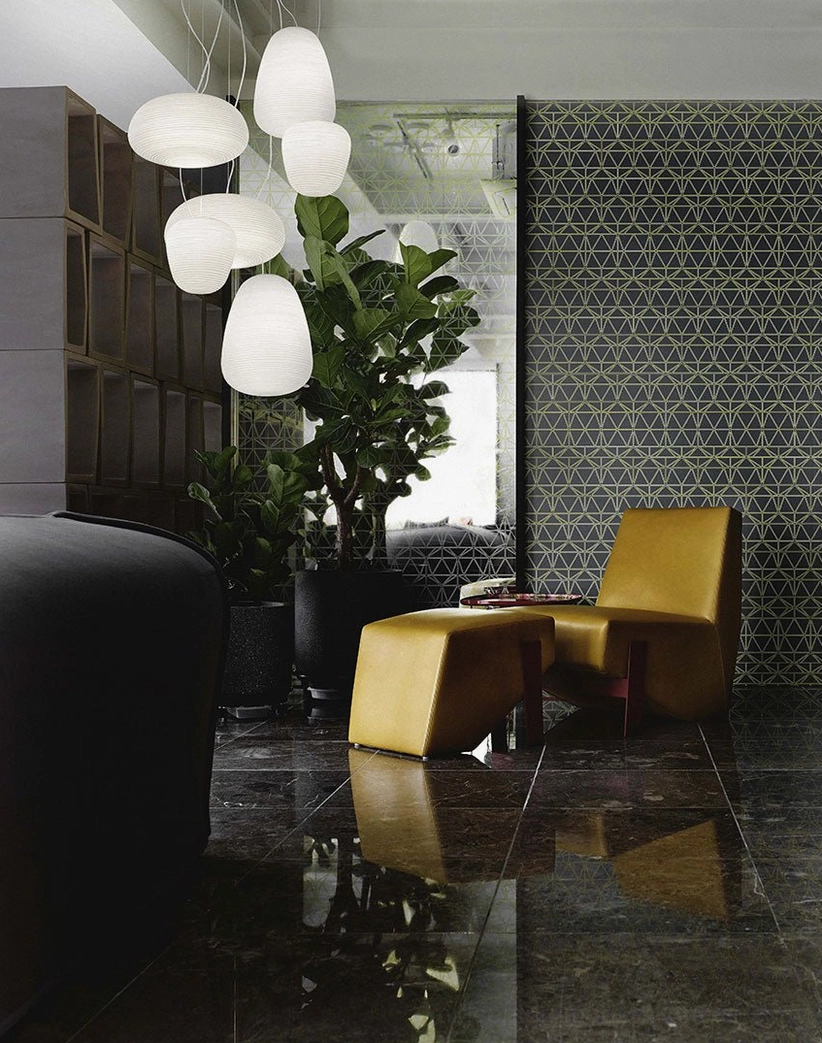Rituals pendant lights cluster multi-size luxury residential lounge indoor greenery warm ambient