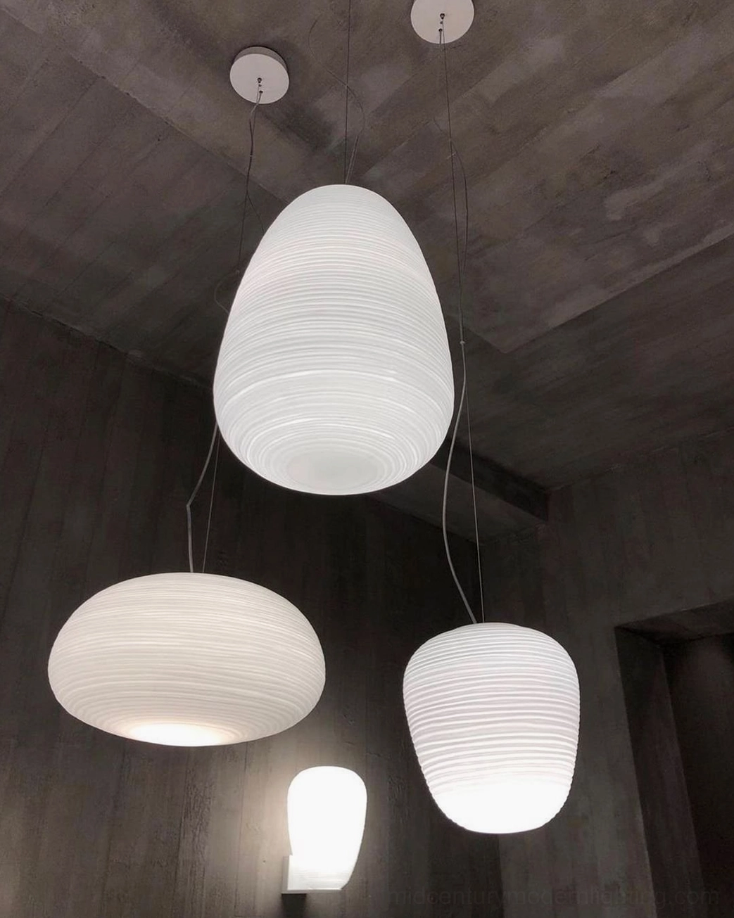 Rituals pendant light entry lobby statement installation multiple pendants frosted white