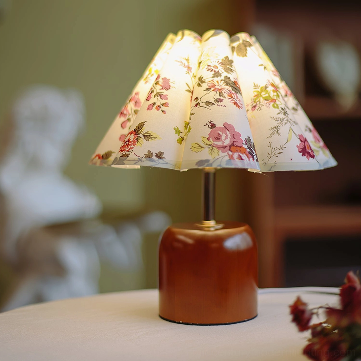 Rosa Vintage Floral Table Lamp in contemporary mid-century modern interior setting