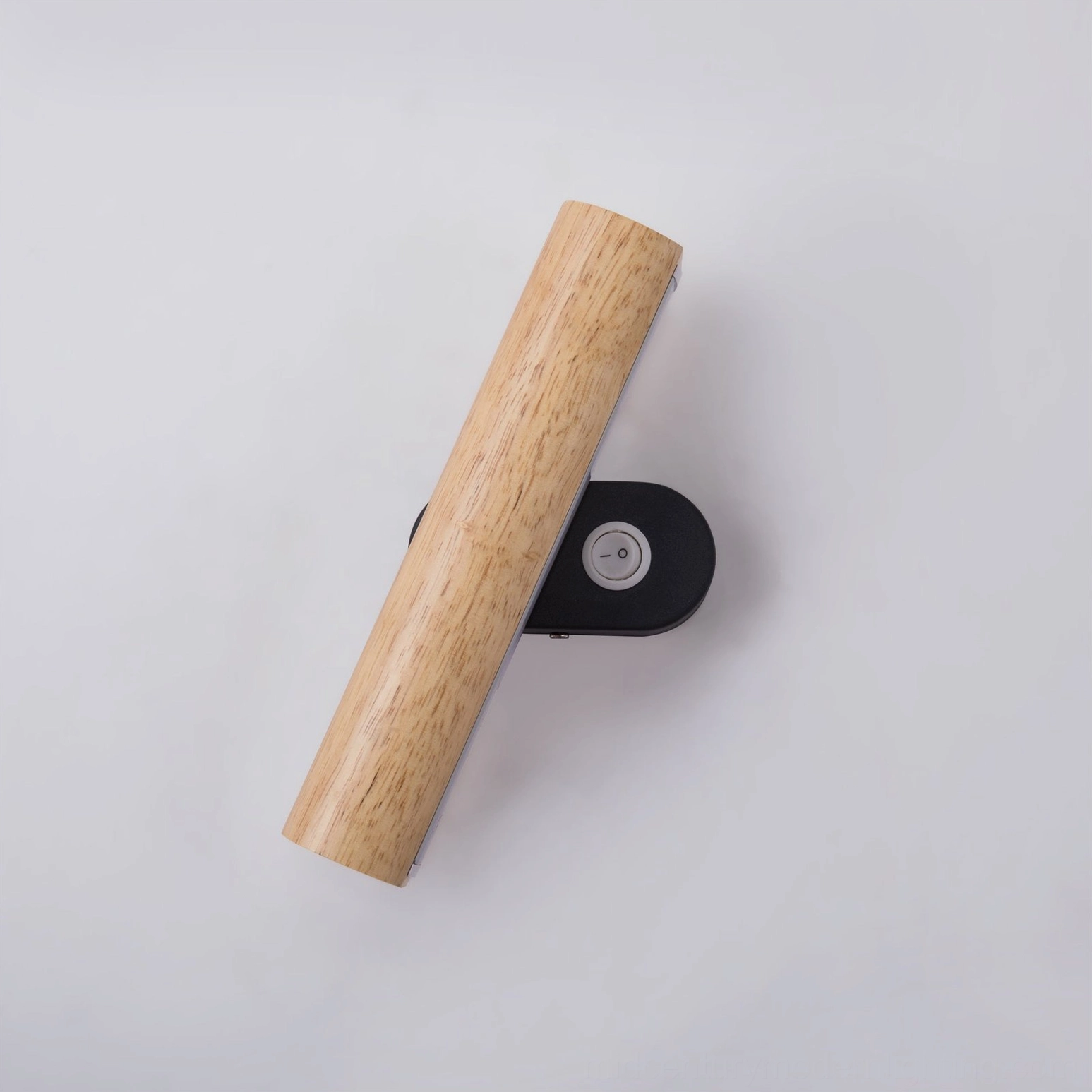 Mid-century modern rotatable tube wall lamp available in wood and black finishes, color option comparison