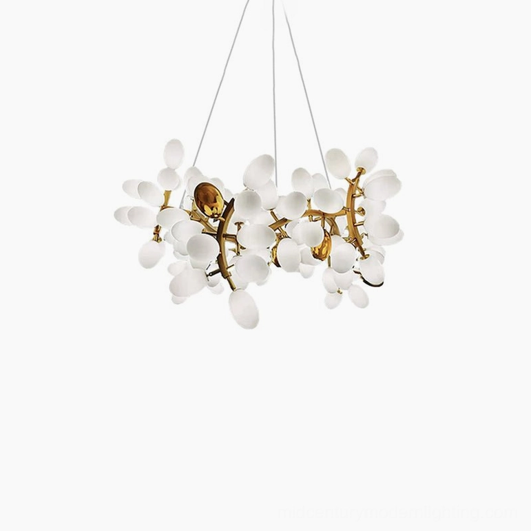 120 heads round grape vine chandelier compact size with frosted glass and brass metal