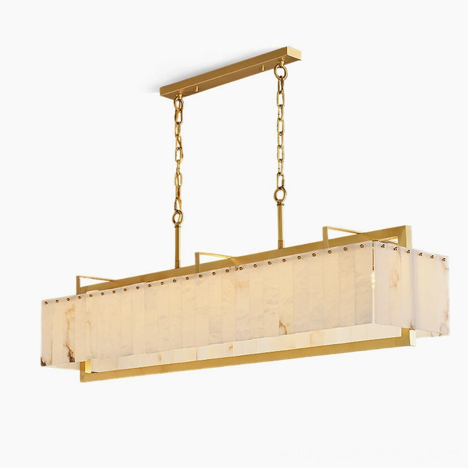 Ruben Alabaster Chandelier sizing comparison - compact and statement models shown together