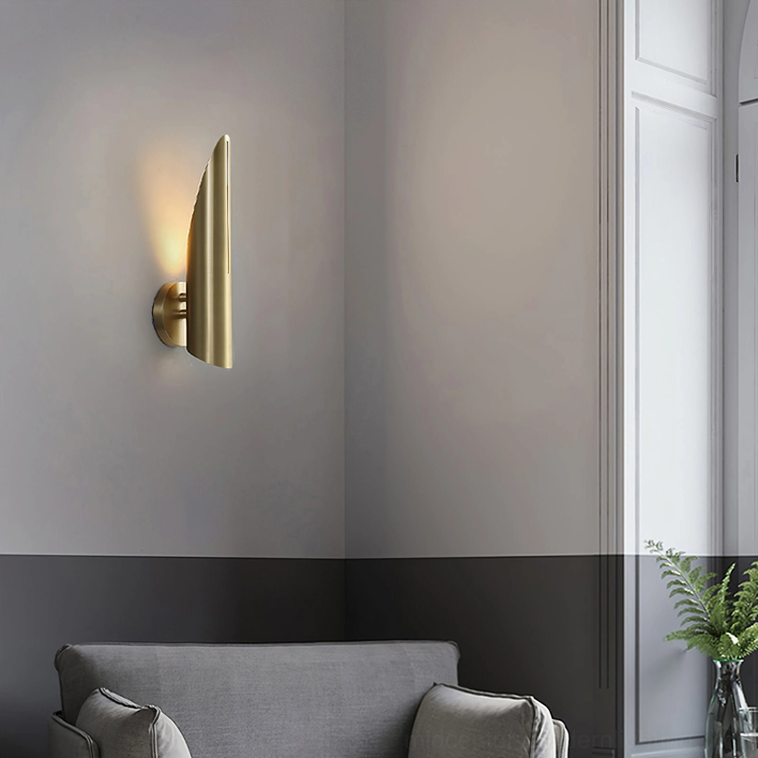 Salvatore brass wall sconce elegant interior styling minimalist modern lighting aesthetic
