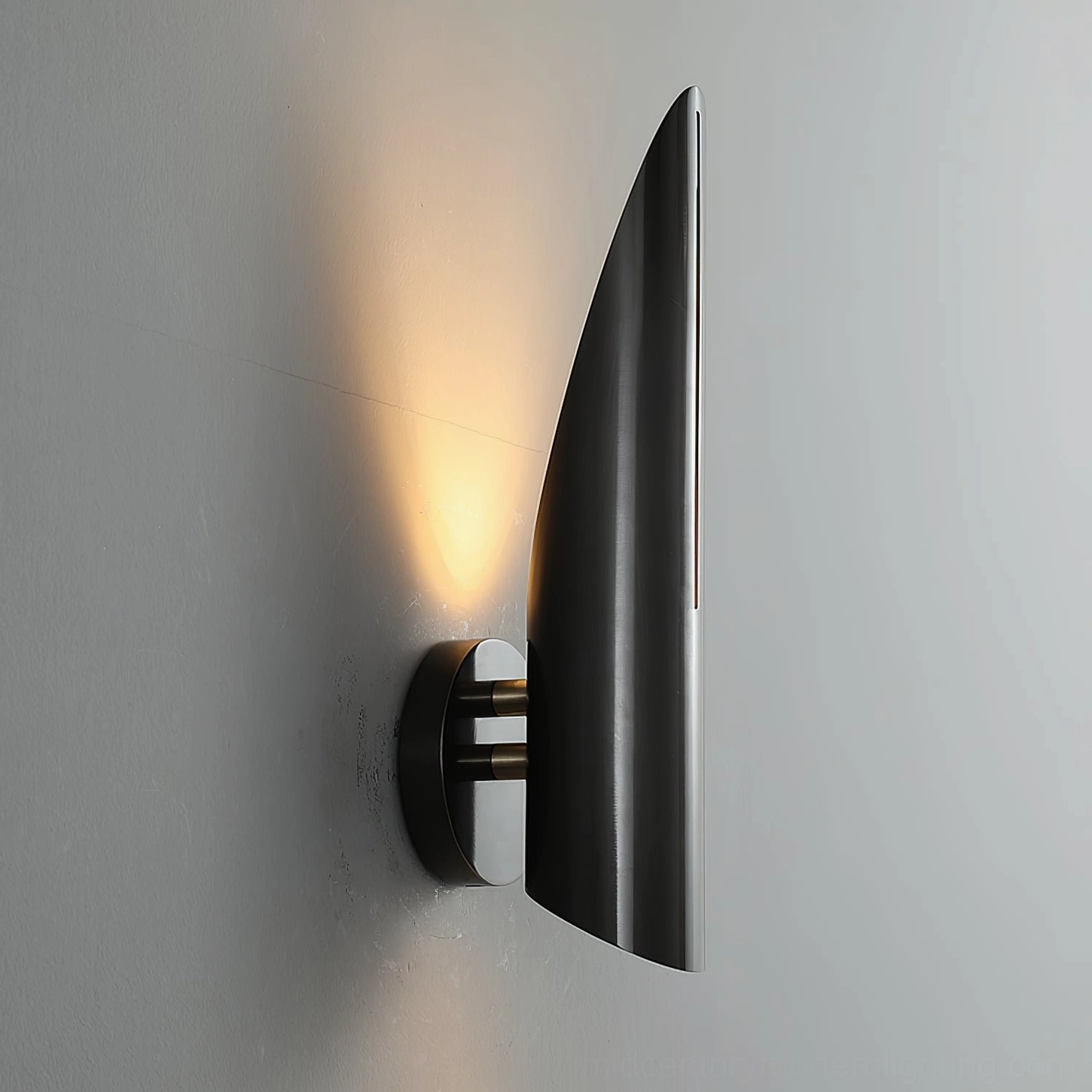 Salvatore mid-century modern wall sconce detail shot metal construction square backplate