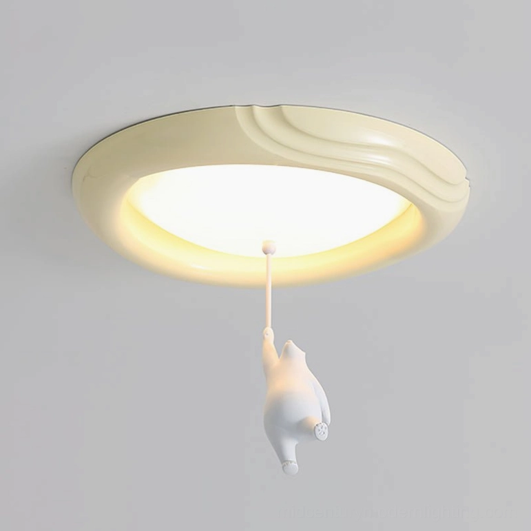 Scandinavian-inspired bear pendant ceiling light with frosted shade and warm light option