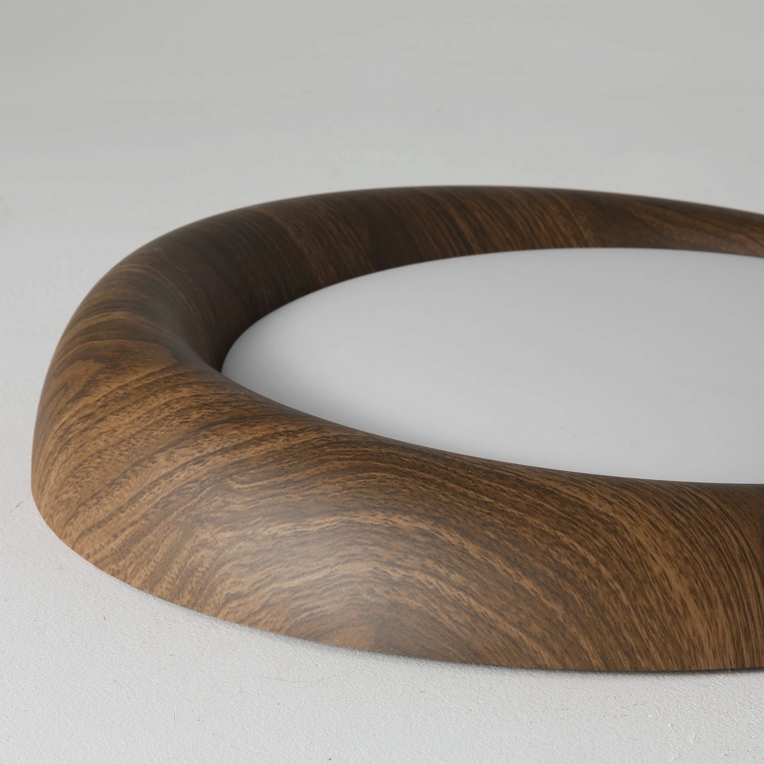 Natural wood ceiling light fixture, Scandinavian minimalist design with warm LED glow