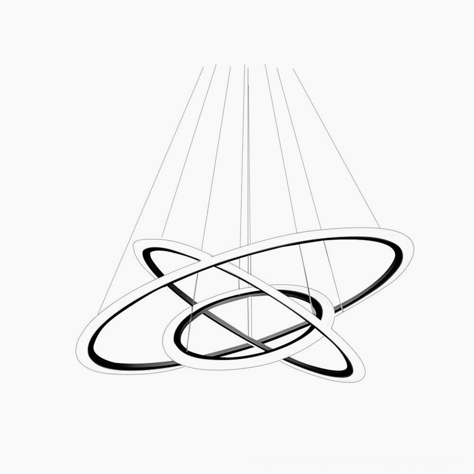 Modern sculptural ring chandelier with tri-color changing light technology and polished aluminum construction